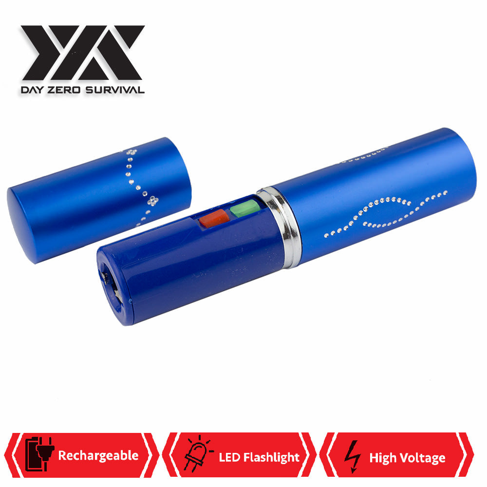 DZS Blue Rechargeable Lipstick 2.5 Million Volt Discrete Stun Gun With LED Light - Tophatter's Army Products & Self Defense Collectible Weapons - Tophatter Daily Deals